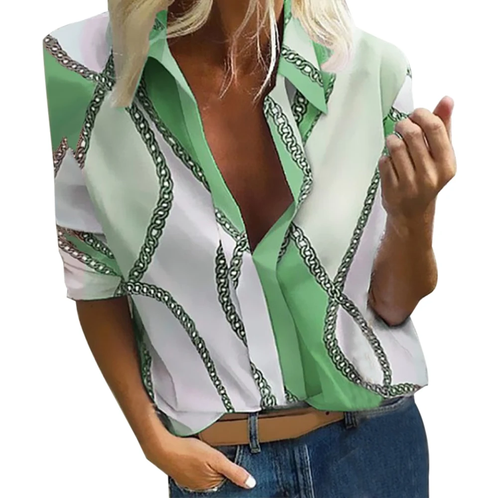 Green Style 3 Богемная блузка с принтом в горошек, женские блузки, повседневные Осенние Топы, женская рубашка размера плюс 5XL, гавайская рубашка - Цвет: Green Style 3