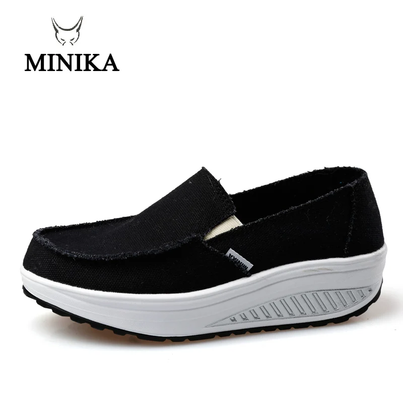 Minika; Новая Летняя женская обувь; цвет желтый, синий; спортивная обувь; прогулочная обувь на плоской подошве, визуально увеличивающая рост; Женская парусиновая обувь на танкетке с полукруглой подошвой