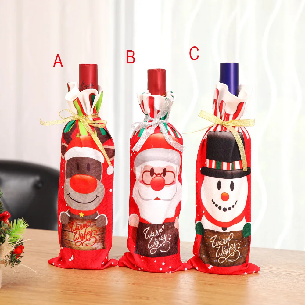 Рождественские украшения для дома пакет для красного вина Detalles De Navidad домашний декор для стола вечерние поставки Рождественская бутылка вина крышка B1