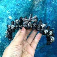 raw crystal crown wicca dragonfly skull black crystal headband jewelry jewelry hair accessories witch accessories gift