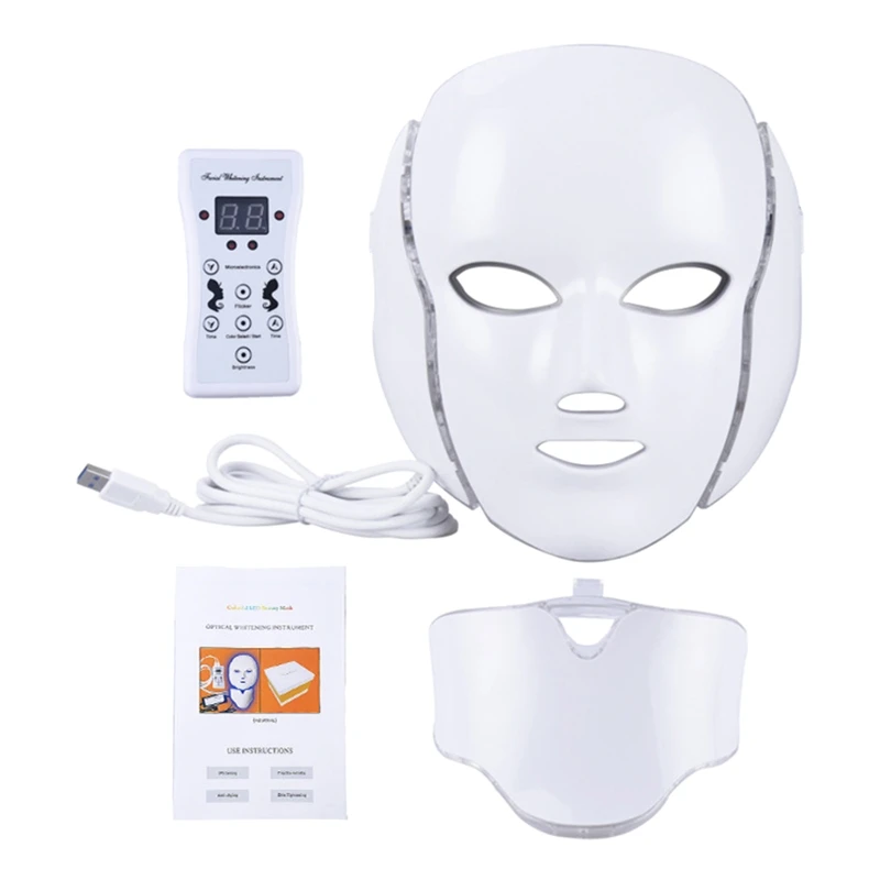 H7JC 7 Colors Light Beauty Photon LED Facial Mask Therapy Skin Care Rejuvenation Wrinkle Acne Removal Face Spa