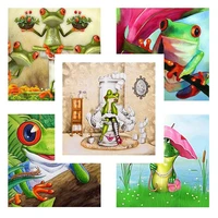 5d diy diamond painting cross stitch cartoon cute frog embroidery mosaic full square round drill wall decor handcraft gift