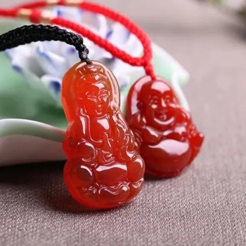 Colar pengte de buda guanyin натуральный защищенный красный цвет кальдения joias finas para homens e