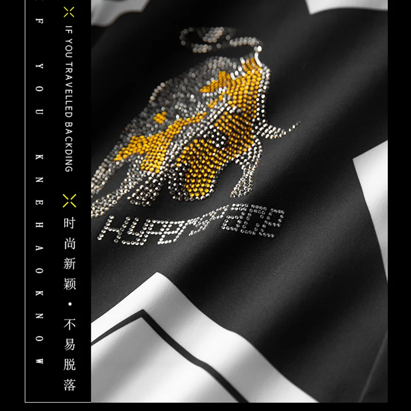 

Hot Drilling Print Shirt Men Long Sleeve Vintage Slim Shirt Social Party Nightclub Chemise Homme Streetwear Men Clothing Tops