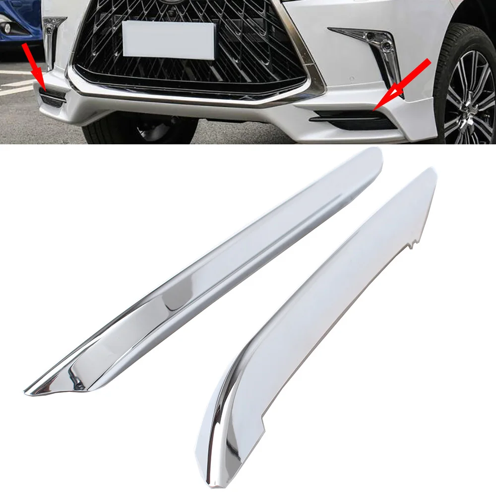ABS Chrome Front Bumper Lip Splitter Spoiler Fog Lights Trim Sticker 2pcs For Lexus LX570 TRD 2016 2017 2018 2019 2020