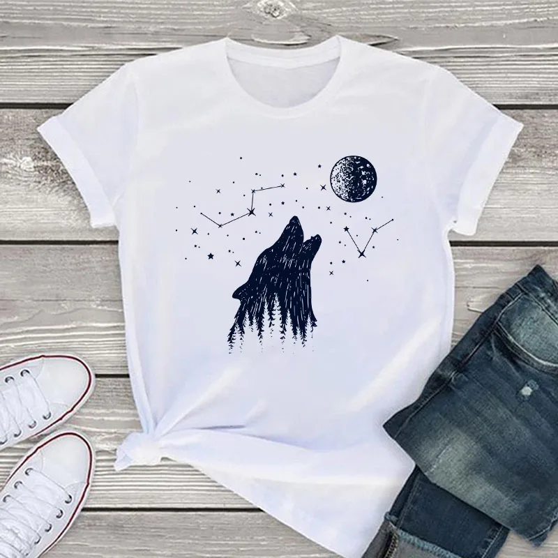

Women Vintage Forest Print Tshirt Woman Casual Short Sleeve Streetwear Tops Female T-shirt New Summer Fashion Harajuku T Shirt
