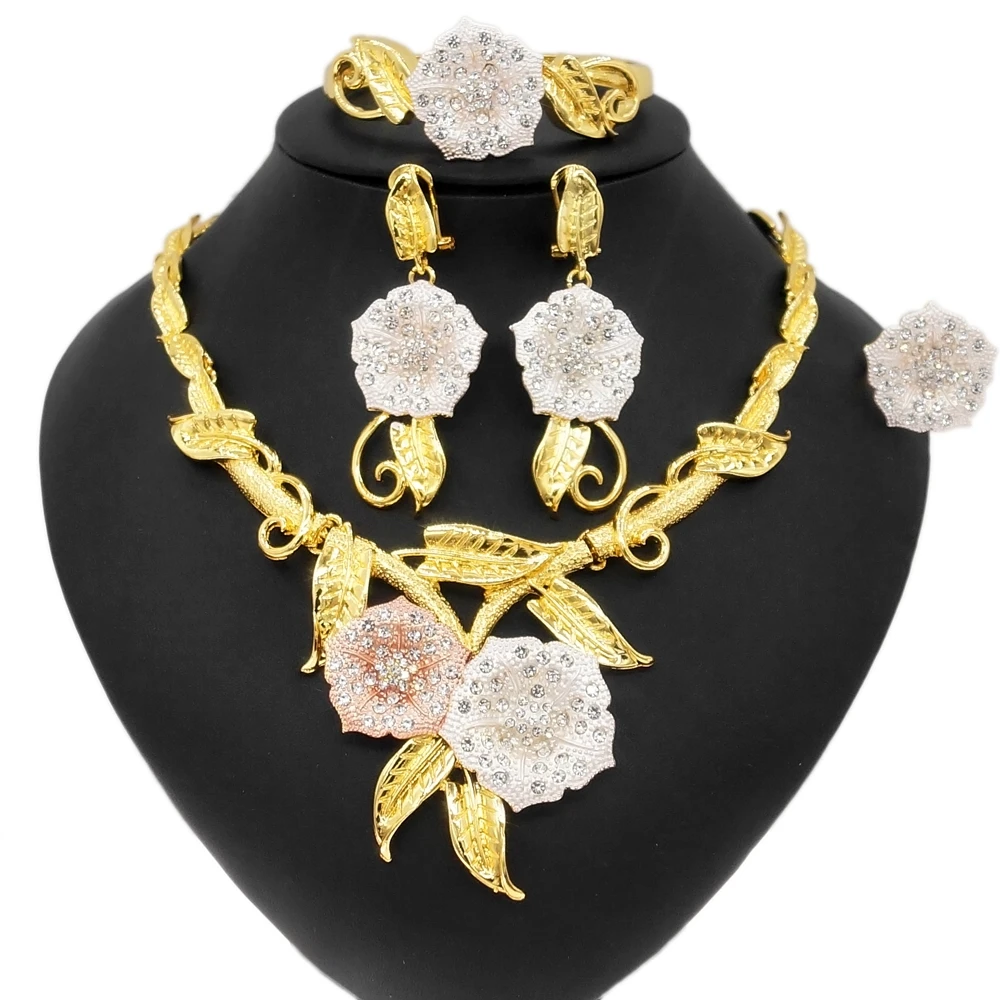 Yulaili летний модный комплект ювелирных изделий с цветами и серьги в африканском стиле изысканный браслет ожерелье Ювелирные наборы подарки