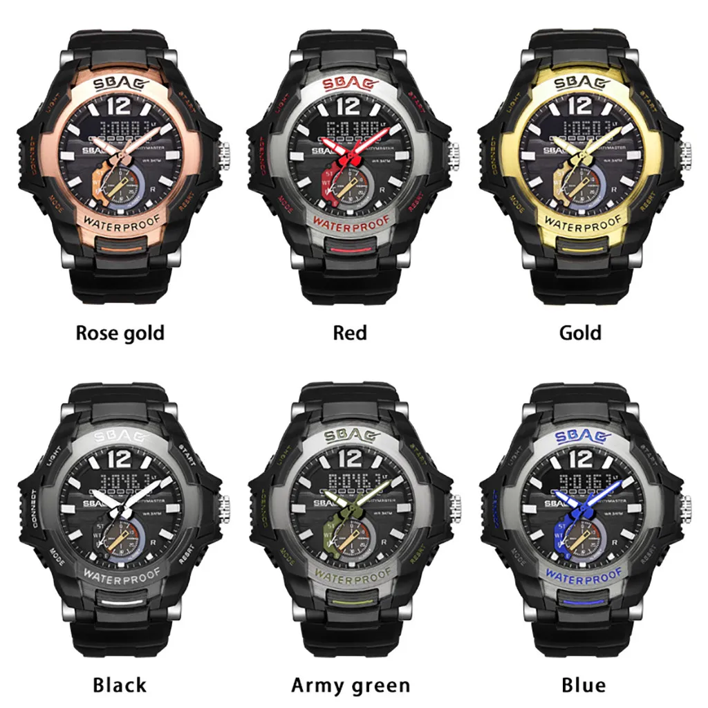 

Men's Outdoor Sports Watch Waterproof Calendar Multi Function Wristwatch Male Dual Display Wrist Clock Reloj Hombre homme
