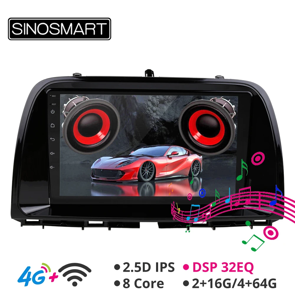 SINOSMART поддержка собственной системы парковки 1 г/2 г Автомобильный gps навигационный плеер для Mazda 6 Atenza/CX-5 32EQ процессор для цифровой обработки сигналов 4 г опционально
