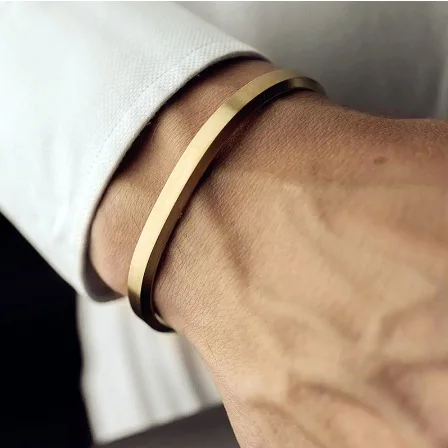

Well-known brand c-shaped Bangle 3 colors fashionable and simple titanium steel c-shaped opening Bangle for men and women