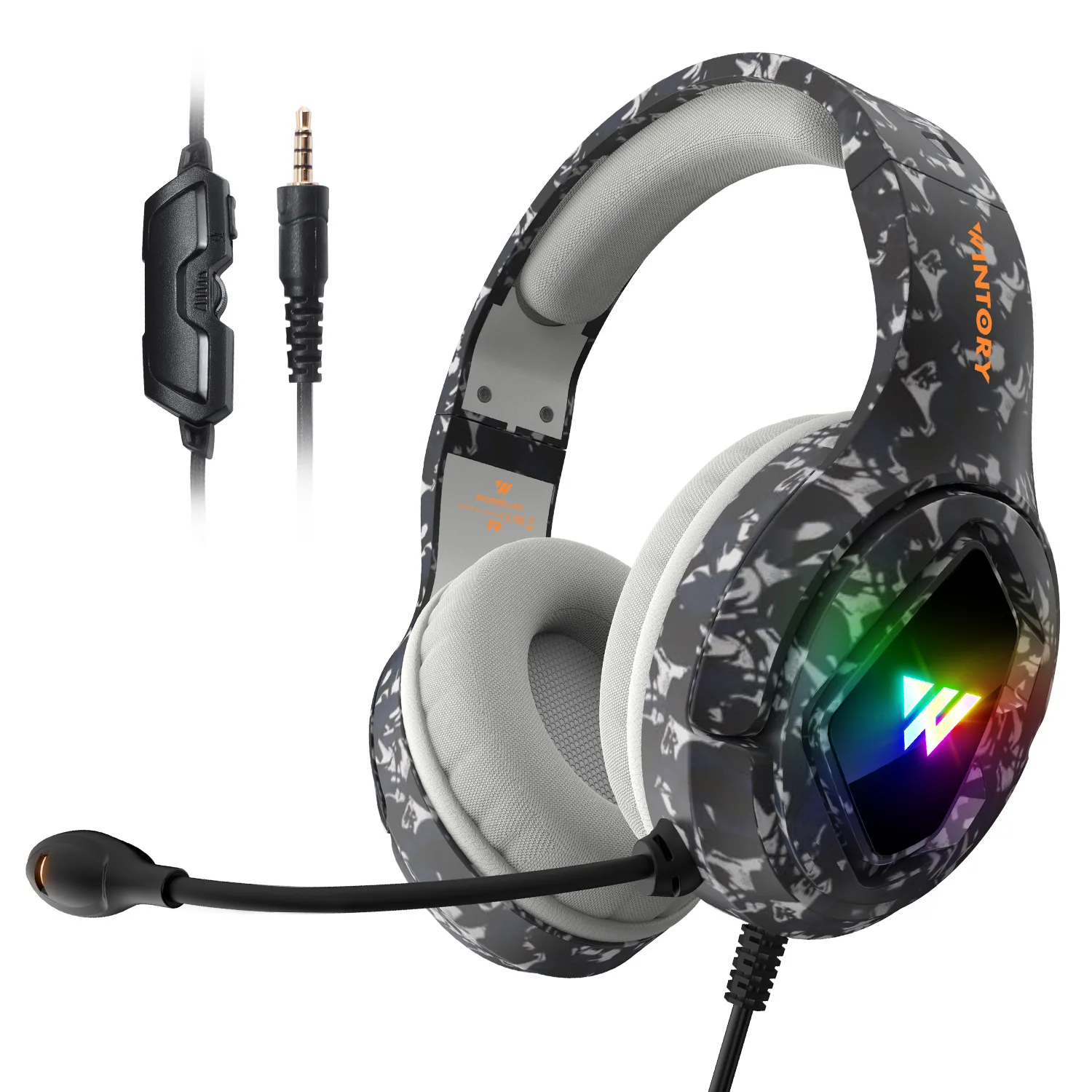 

2021 New style Camouflage Wired Gaming Headphone Casque Stereo PC Headsets with Microphone RGB Light for Desktop Laptop Gamer