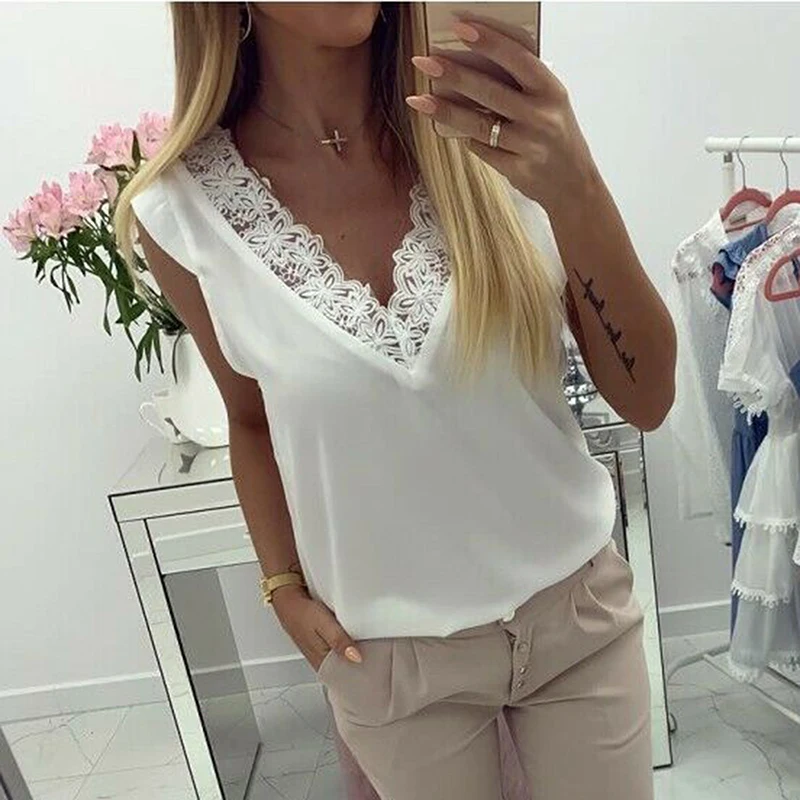 Женский повседневный летний кружевной топ без рукавов с открытой спиной