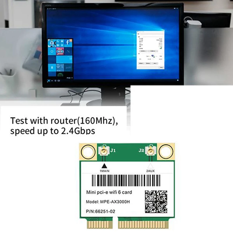 

2974Mbps Wifi 6 Mini PCI-E Card Wireless Network Wlan Wifi Card 2.4G/5Ghz Bluetooth 5.0 802.11Ax/Ac for Win10 Laptop