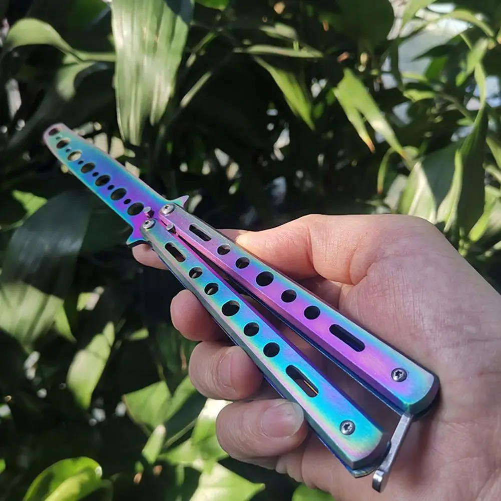 

Stainless Steel Durable Unsharpened Blade Practice Knife Durable Butterfly Knife Eye-catching for Training