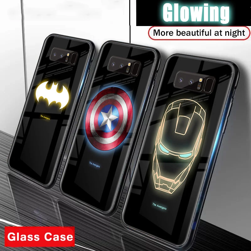 Чехол из закаленного стекла с подсветкой Marvel Avengers для Samsung Galaxy S10 Plus S10E S8 S9 Note 8 9 10