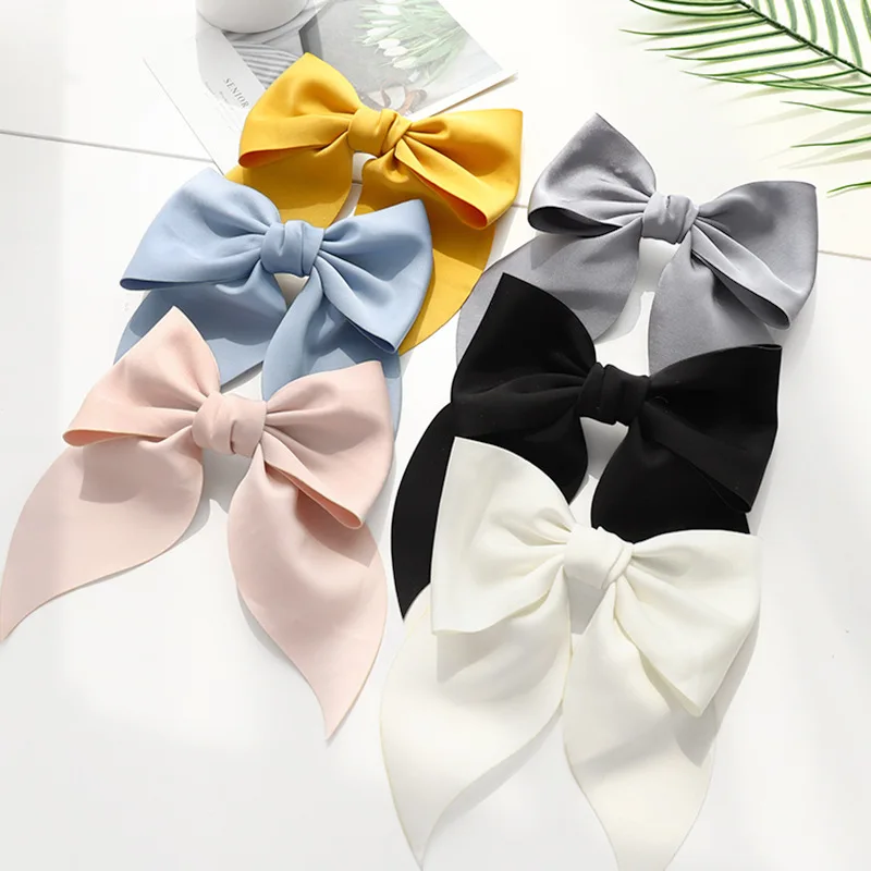 

1PC Fashion Satin Hairgrips Big Long Tail Bow Barrette Bow Hairpin For Women Girls Ladies Hair Clip Headwear Hair Accessories