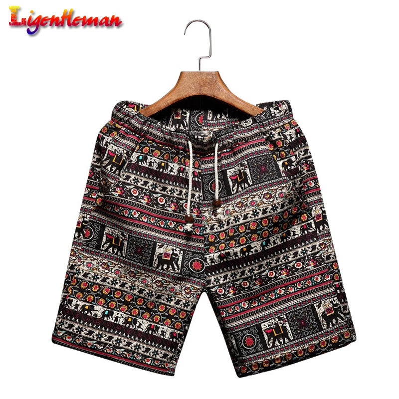 Летние мужские тонкие модные прямые льняные Бермуды Гавайские пляжные шорты с