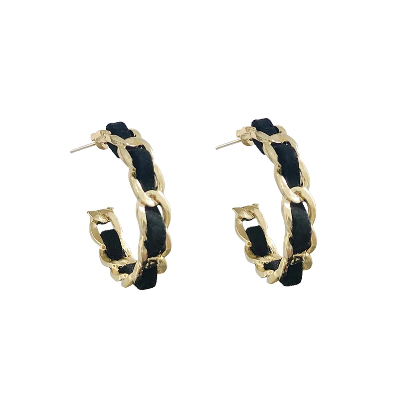 

C Shape Metal Chain Entanglement Earrings South Korea's Temperament Fashionable Sweet Geometry Stud Earrings Women Jewelry Gift