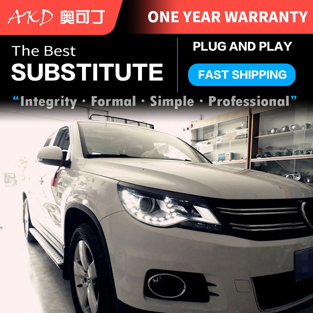 АКД автомобильного тюнинга поперечная балка для VW Tiguan 2010 светодиодные фары DRL