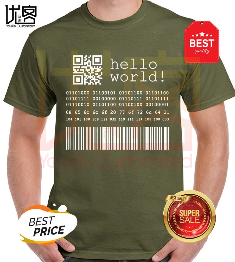 Letter T Shirt Men Cotton Java Programmer Computer Hello World Code Linux Geek Team Wear Basic Gifts Print Homme Hip Hop | Мужская