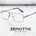 Квадратная оправа для очков ZENOTTIC из сплава, мужские оптические оправы для очков по рецепту, прозрачные линзы, оправы для очков с двойной перемычкой