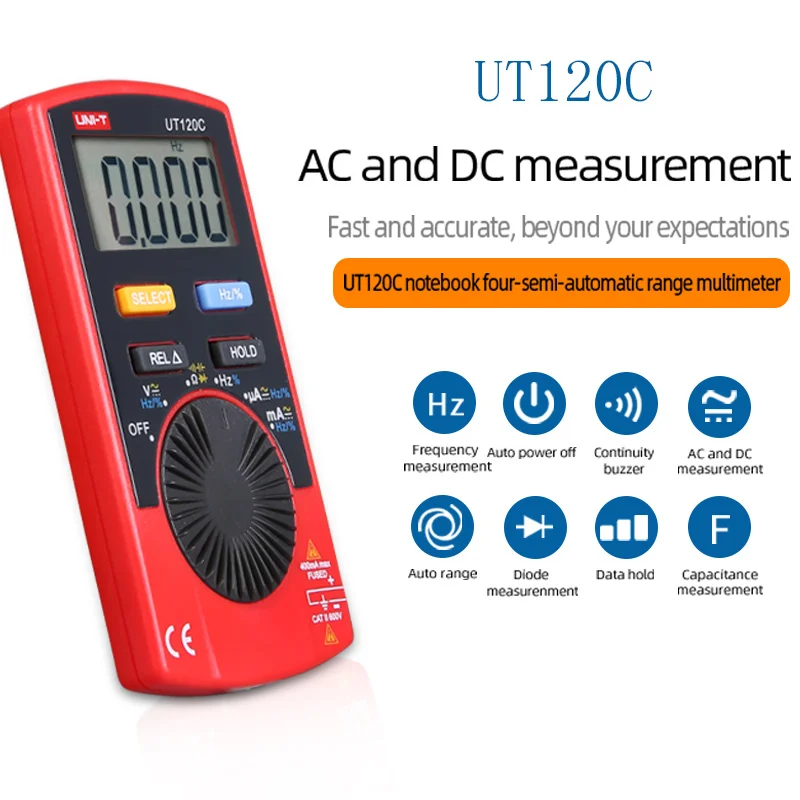 UT120C Цифровой мультиметр UT120A/UT120B/UT120C карманный размер автоматическое отключение Авто диапазон 4000 дисплей для DIYers и инженеров - Цвет: UT120C