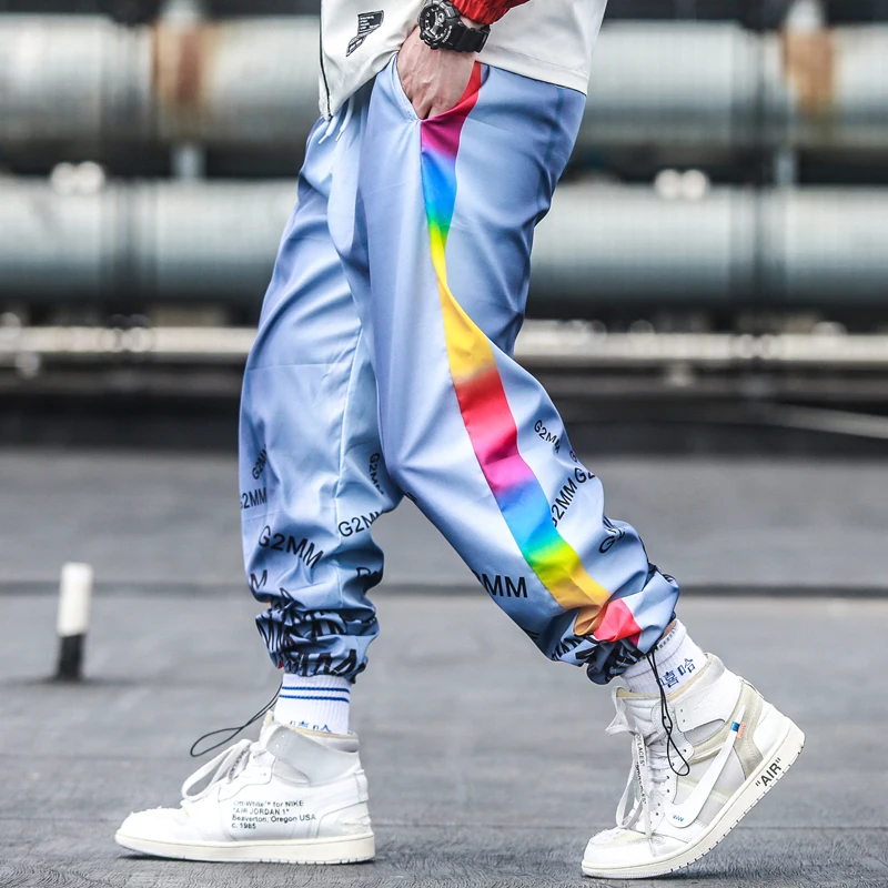 Мужские брюки в стиле хип-хоп уличная одежда с принтом брюки-шаровары для бега