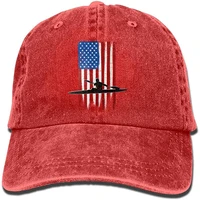 unisex adult usa flag team kayak washed denim cotton sport outdoor baseball hat adjustable one size