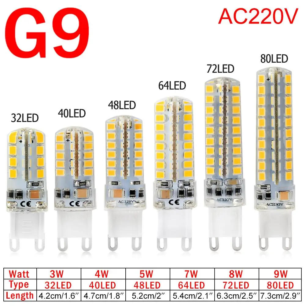 Светодиодная лампа TSLEEN G9 G4 3 Вт 4 5 7 8 9 кукурузная E14 E12 220 В 12 SMD 2835 светодиодная на 360