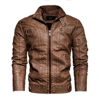 mens new leather clothes high quality imitation leather pu top retro foreign trade european and american leather jacket