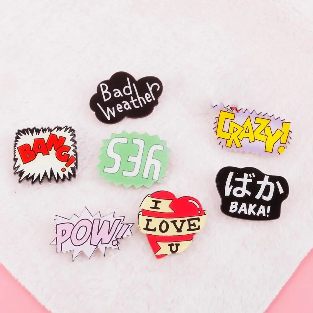 Корейская каваи с надписью 1 шт. значок мультяшная акриловая брошь для женщин