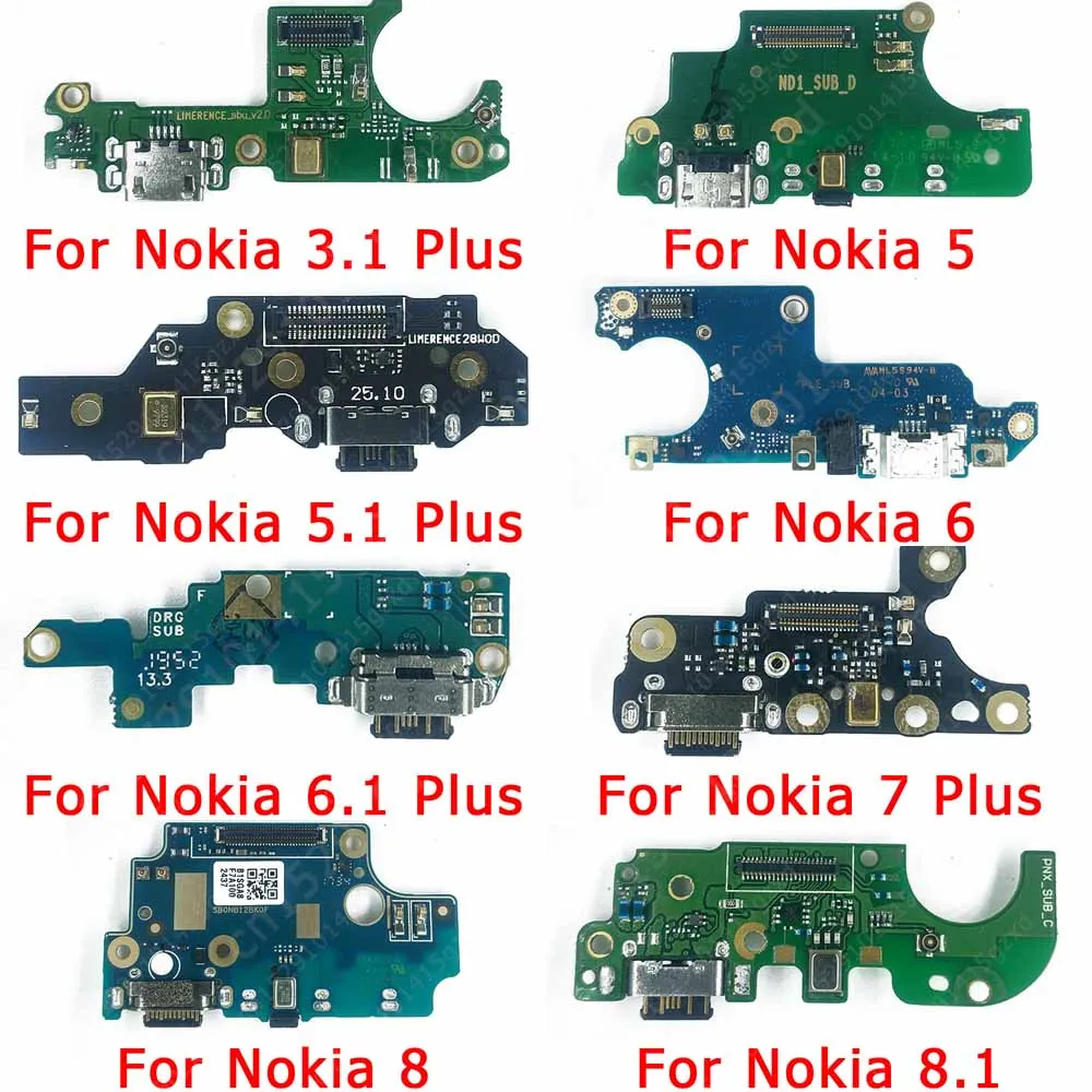 Оригинальный зарядный порт для Nokia 3 1 5 6 7 Plus 8 зарядная плата USB разъем замена