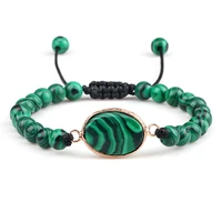 handmade natural green malachite stone lava bracelet adjustable strand buddha bracelet yoga prayer women men fashion jewery gift