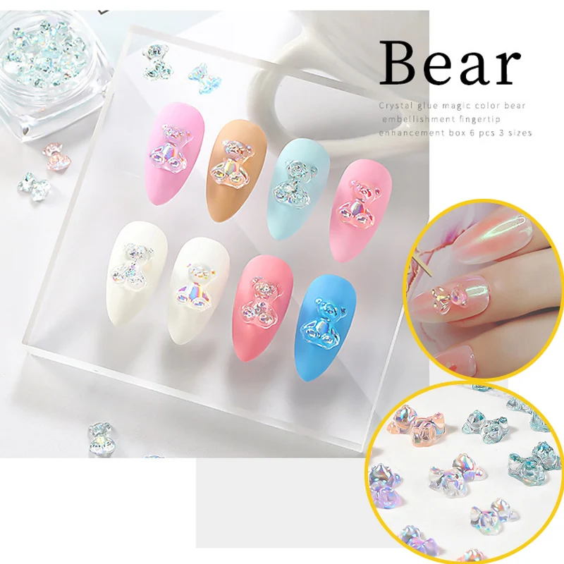 50 шт./лот полимерный медведь любовь сердце украшение для ногтей Стразы