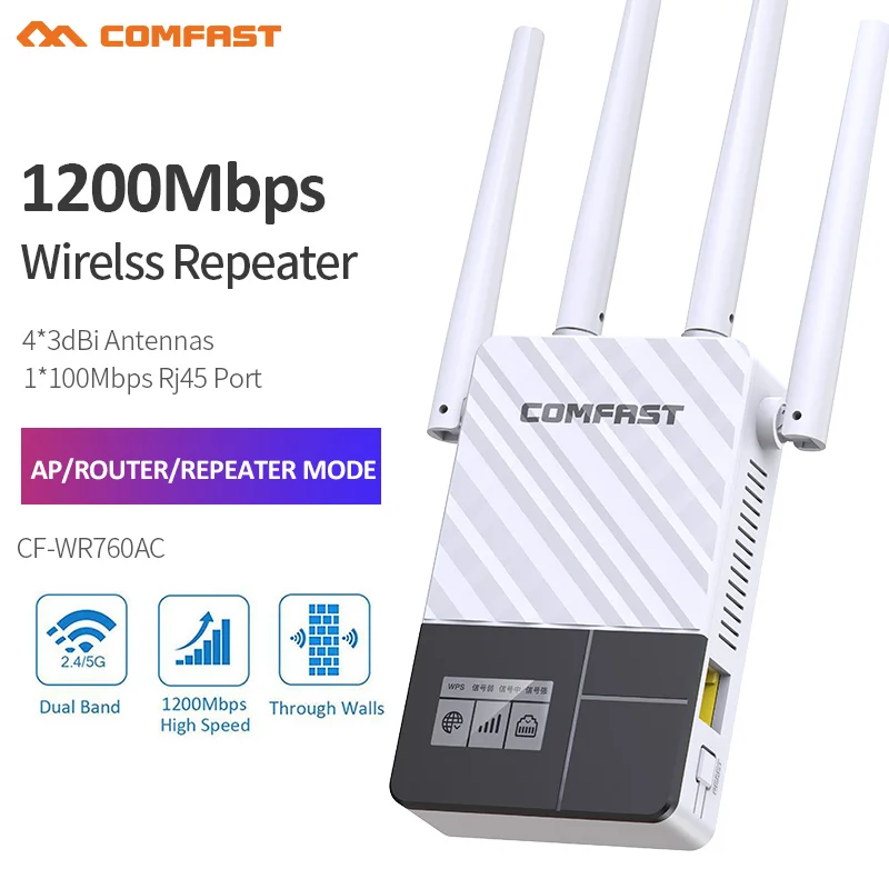 

Wi-Fi-репитер с OLED-дисплеем, 1200 Мбит/с, 2,4 ГГц