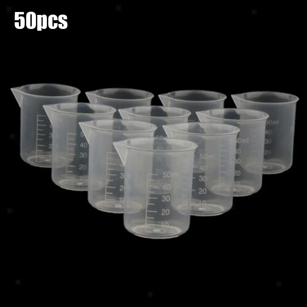 

20pcs 50ml Measuring Cup Multi-purpose Plastic Graduated Cup Light Weight Kitchen Laboratories Beaker Outdoor Cooking Supplies