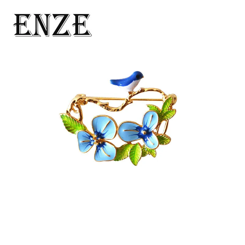 ENZE новый цвет эмаль птица цветок три цвета брошь для мужчин и женщин аксессуары