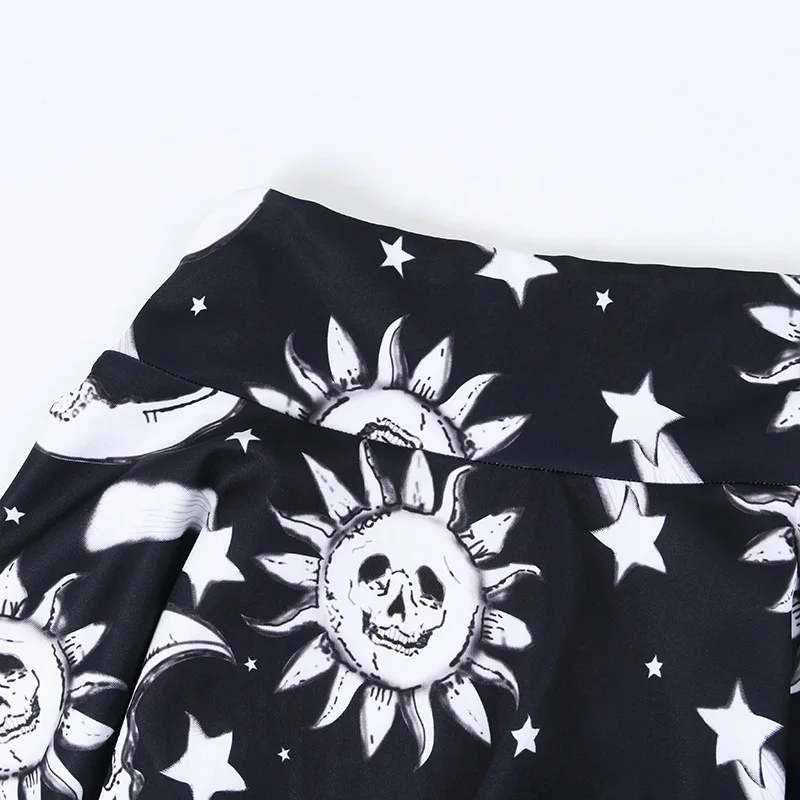 Мини юбки в стиле стимпанк черная женская готическая юбка с символикой Луны и