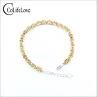 Классический женский браслет для вечеринки, 25 шт., серебряный браслет из натурального цитрина, твердый браслет из серебра 925 пробы для свадьбы