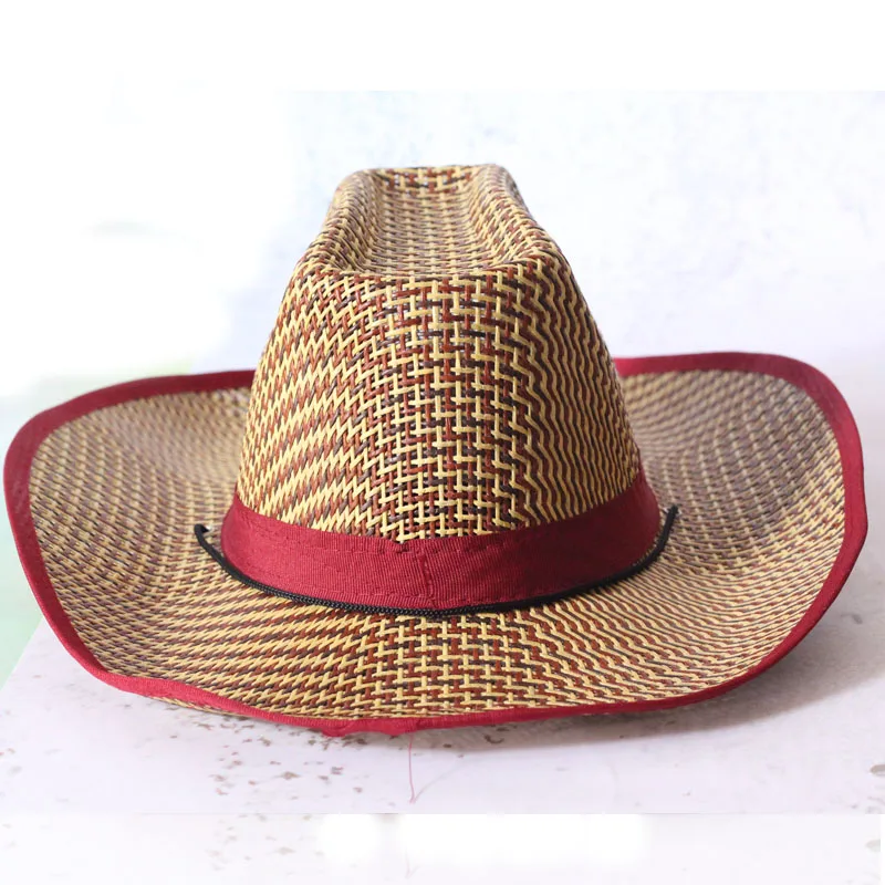 2019 new Summer sun protection hat cowboy Leisure novelty straw men's sunshade shade three grass braided sunhat | Аксессуары для