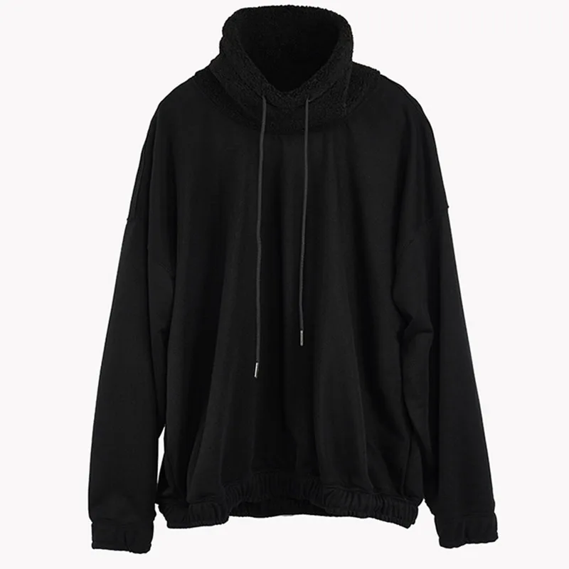 

New winter lamb wool patchwork turtleneck sweater men's casual loose long-sleeved jacket