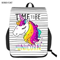 koko cat cute cartoon unicorn printed school backpack for teenage girl women travel orthopedics satchel bagpack mochila infantil