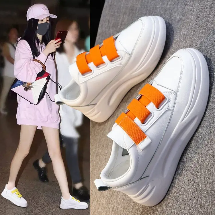 Woman Leather Shoes 2019 Autumn New Fashion Women Casual High Platform PU White Sneakers | Обувь