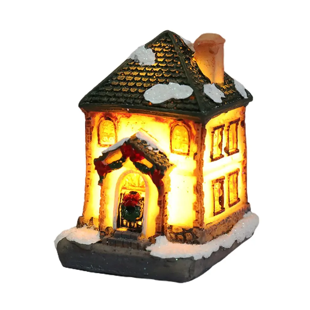 

Portable Christmas Decorations Resin Micro Landscape Small House Luminous Lamp Good Ornamental Decoration