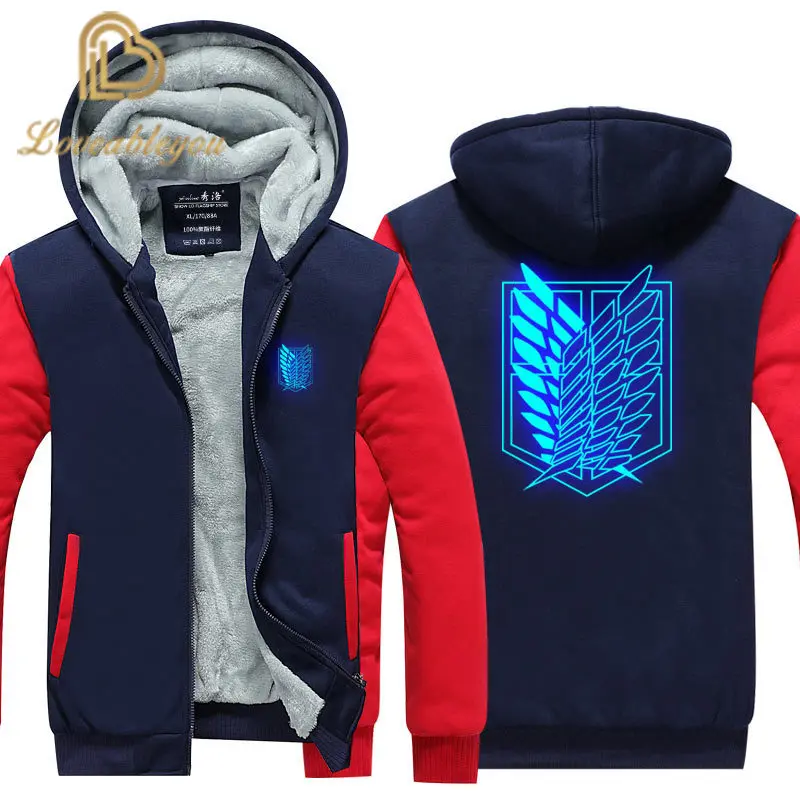 New Anime Attack on Titan 3D Print Streetwear Hoodies Winter Coat Warm Thick Man Sweatshirt M-4XL At Night Fleece Hoodie Unisex |