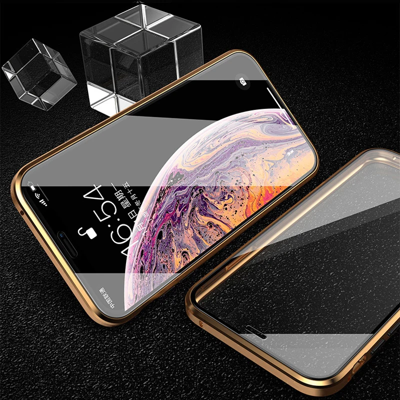 Магнитный адсорбционный металлический чехол для iPhone 6, 6 S, 7, 8 Plus, X, двухсторонний стеклянный чехол Manet для iPhone X, XS Max, XR, чехол для телефона s