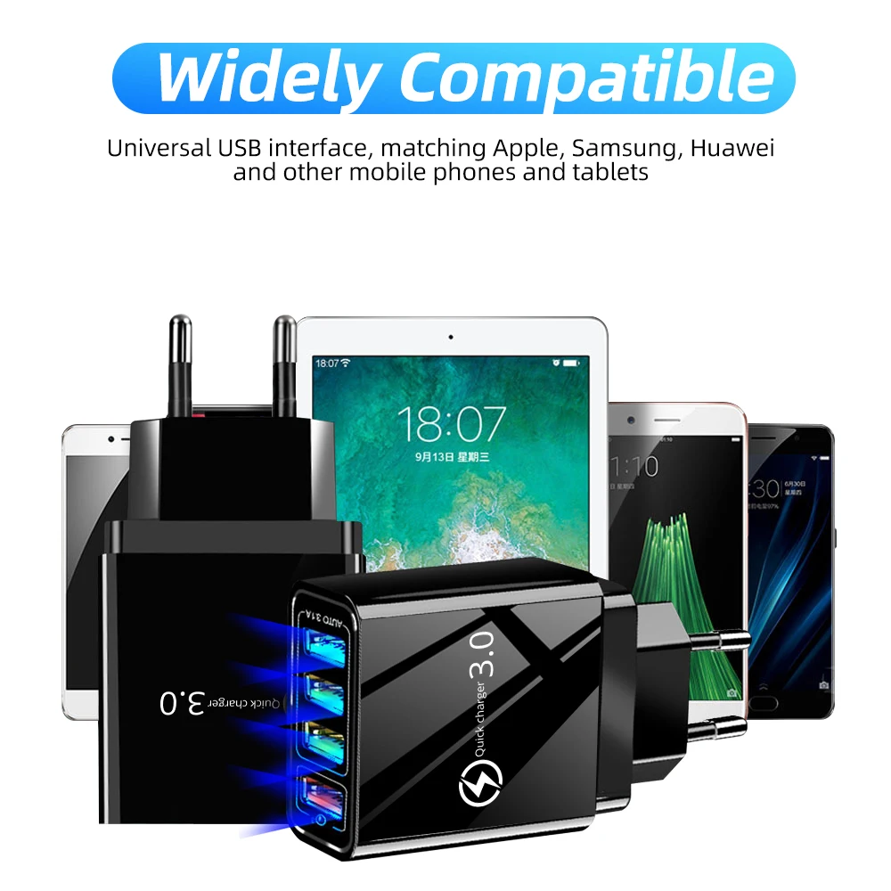 Universal Usb Fast Charger Quick Charge Qc3.0 4.0 Wall Mobile Phone Tablet Charge for Iphone 11 Samsung Huawei Charging Adapter