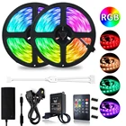 Светодиодная лента RGB с синхронизацией звука, 10 м, 5 м, 300 светодиодов, изменение цвета, SMD 2835, Светодиодная лента, музыкальный ИК-пульт дистанционного управления, адаптер питания 12 В постоянного тока