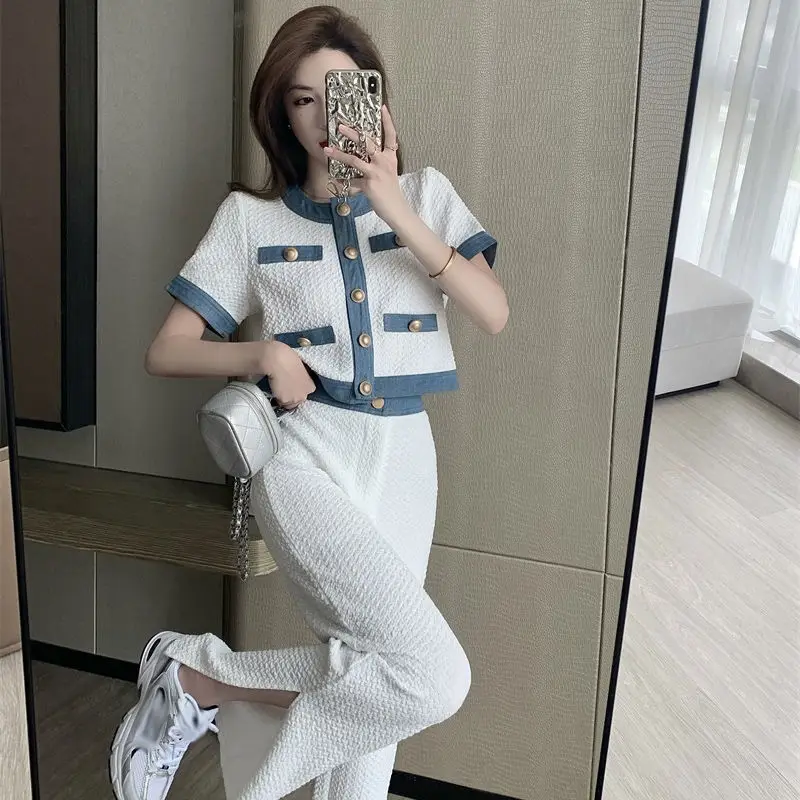 

Suit female summer new age-reducing fried street short jacket trousers wide-leg pants casual two-piece [shipped within 15 days]