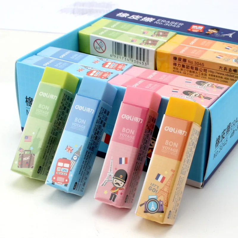 

DeLi Pencil Erasers Cute Cartoon Solid Colors Eraser Office Stationery for School Student Supplies Art Eraser for Student